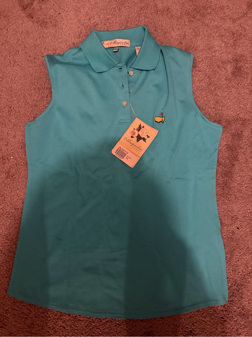 NWT Masters Magnolia Lane Sleeveless Polo Tank in Teal Blue